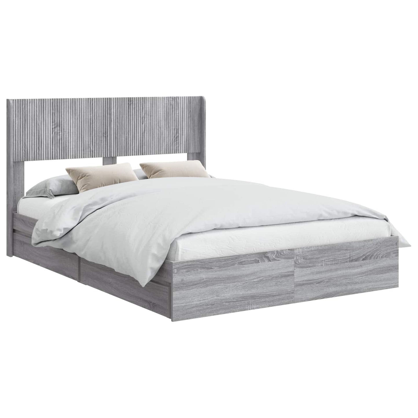 Bed Frame with Storage and Headboard Grey Sonoma 150 x 200 cm
