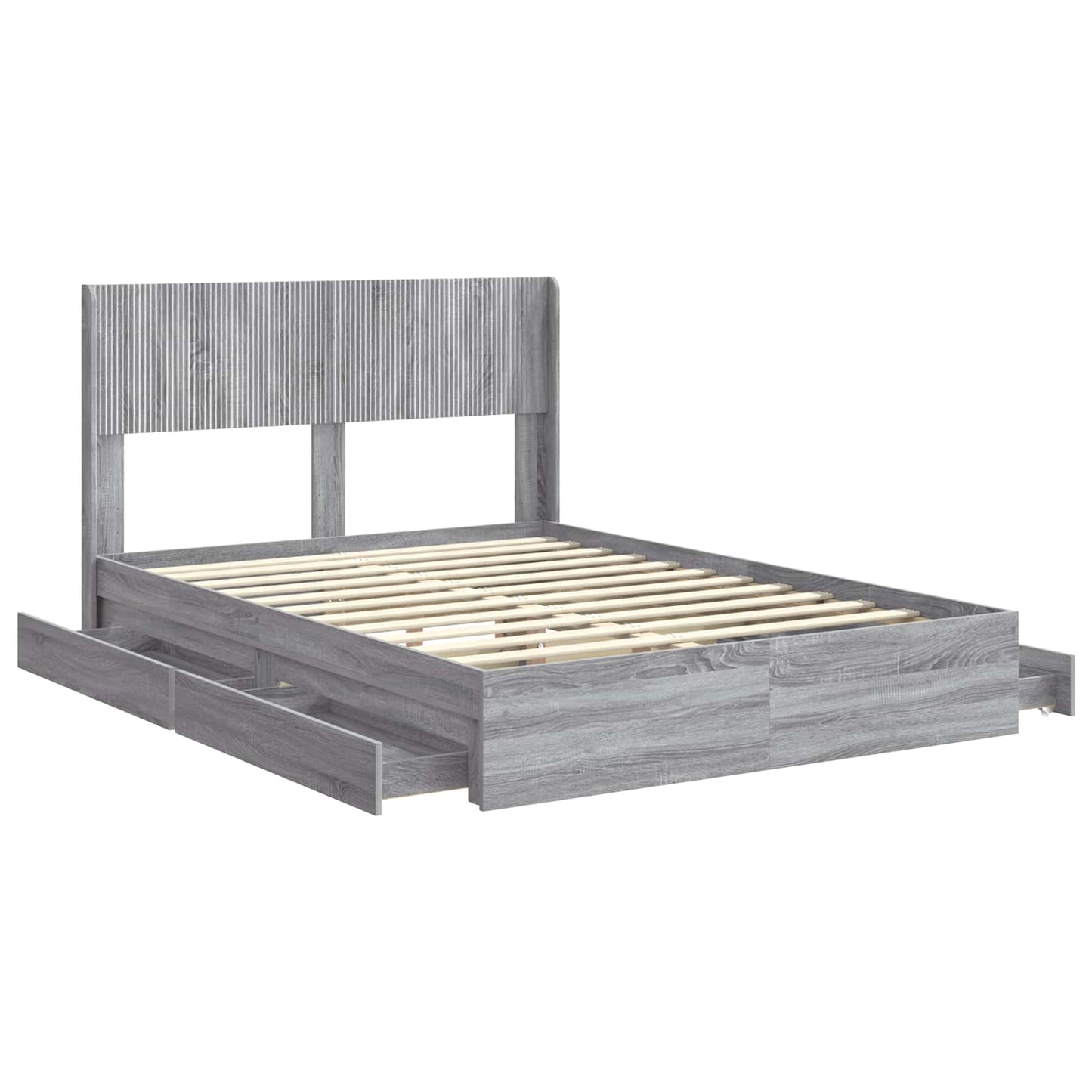 Bed Frame with Storage and Headboard Grey Sonoma 140 x 200 cm