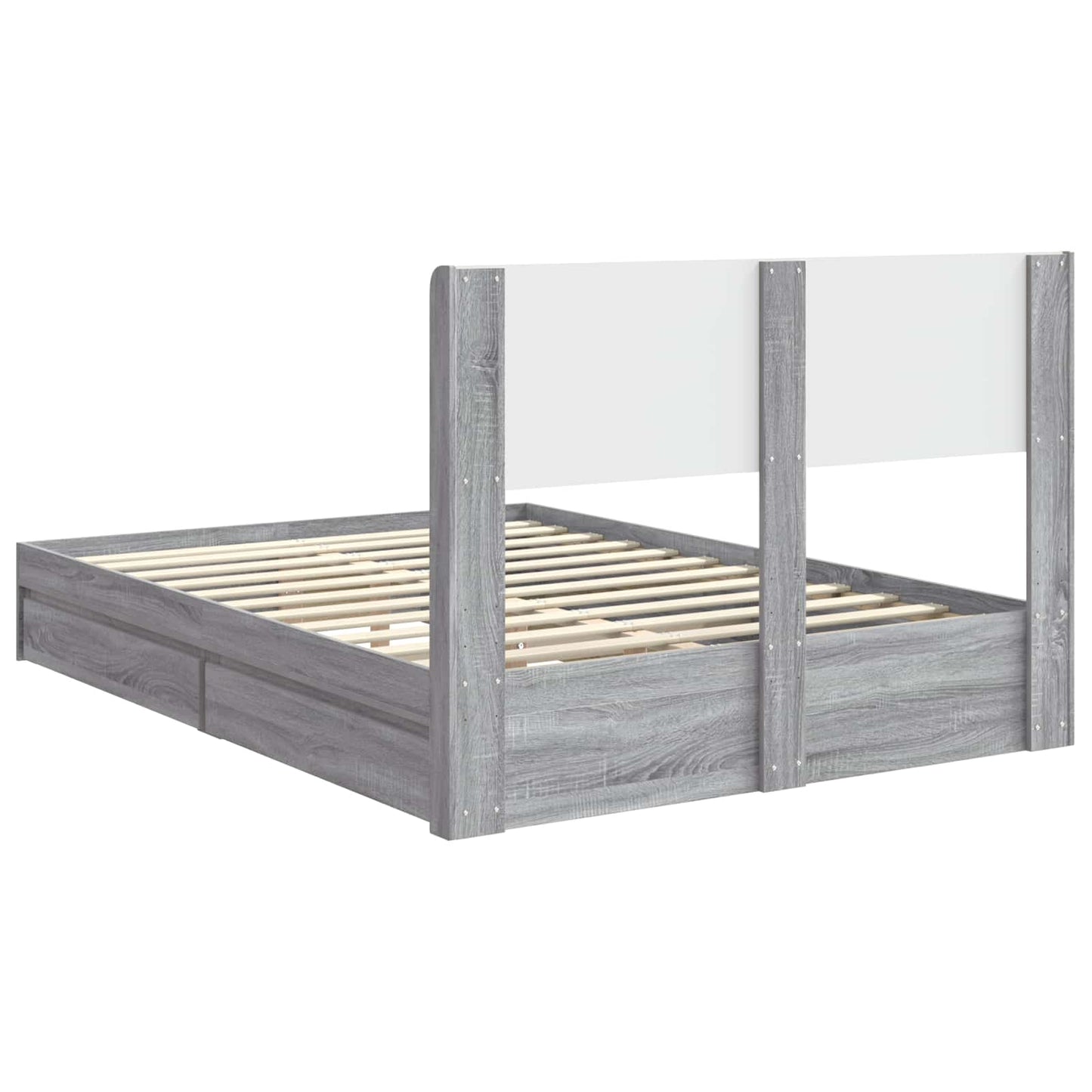Bed Frame with Storage and Headboard Grey Sonoma 140 x 200 cm