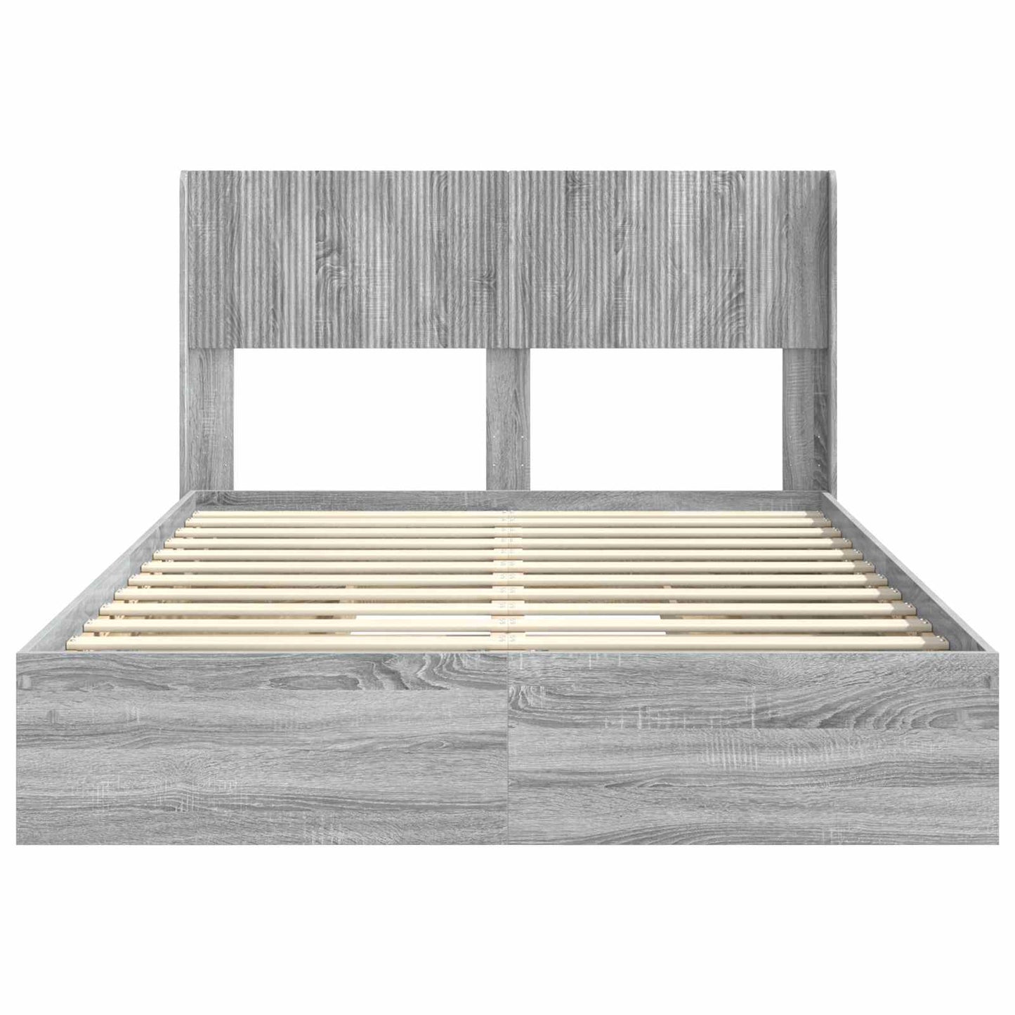 Bed Frame with Storage and Headboard Grey Sonoma 140 x 200 cm