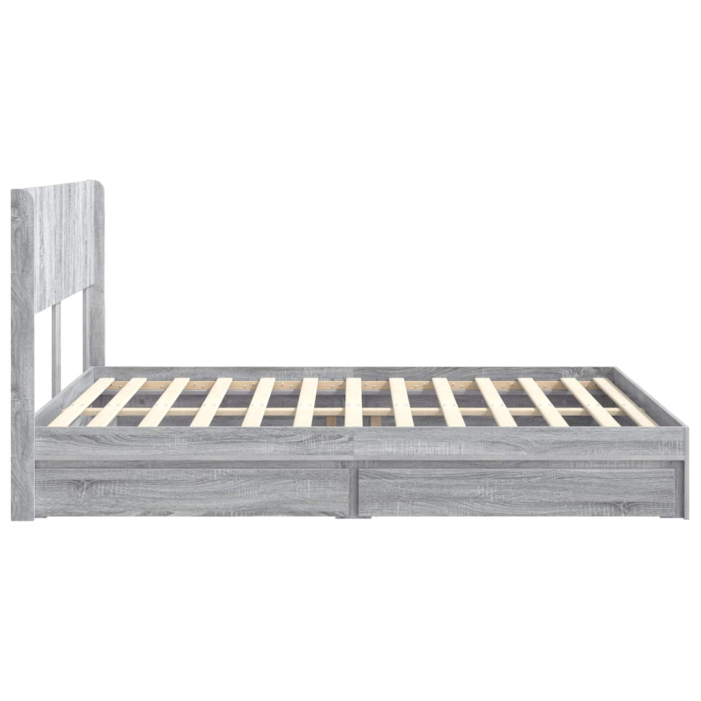 Bed Frame with Storage and Headboard Grey Sonoma 140 x 200 cm