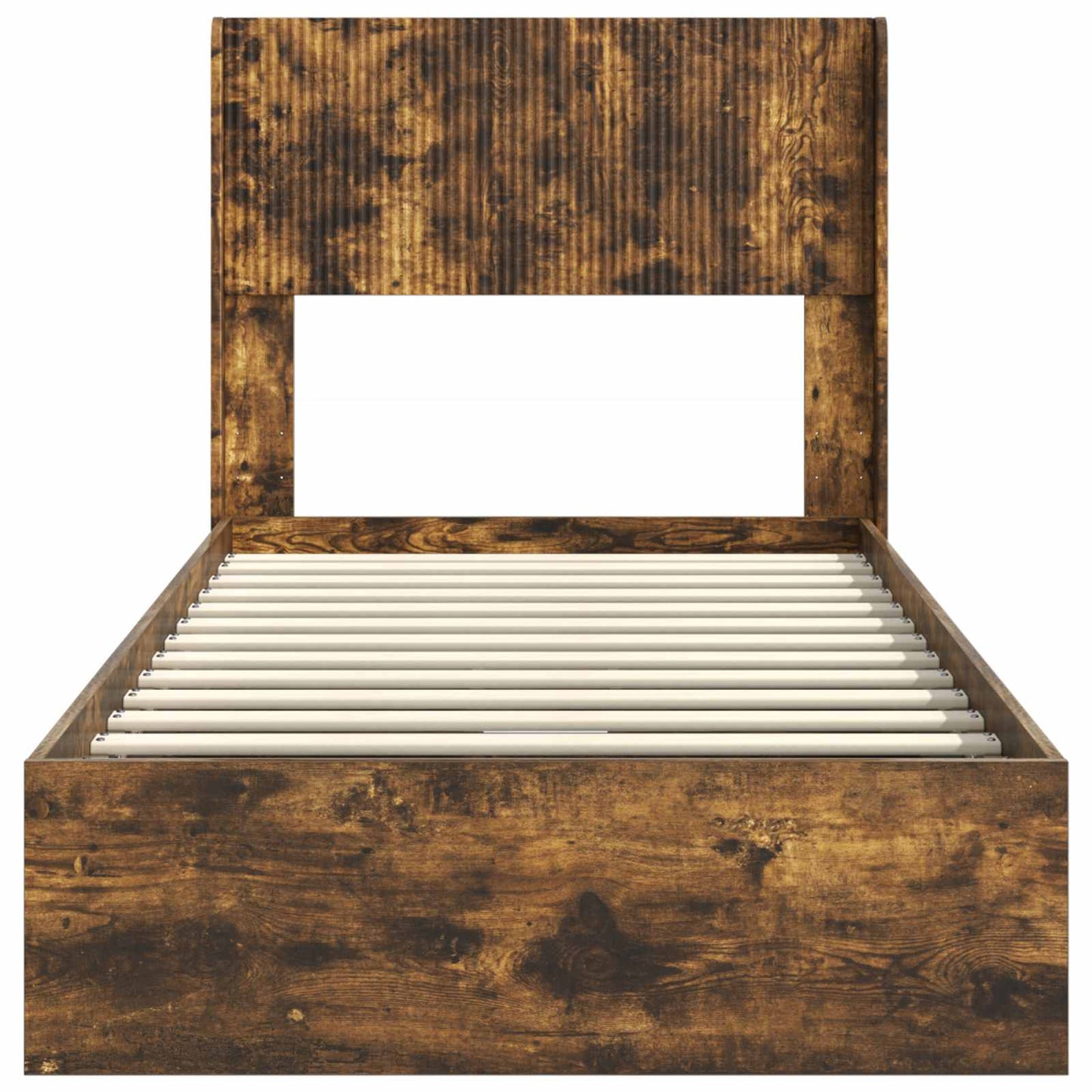 Bed Frame with Storage and Headboard Smoked Oak 100 x 200 cm