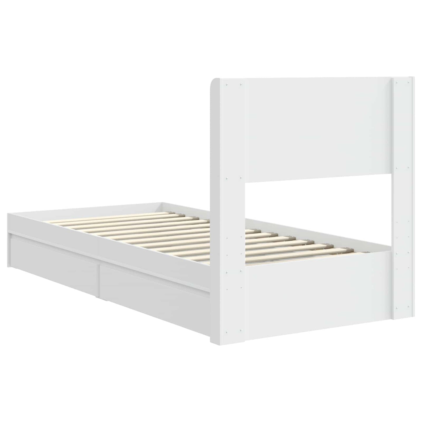 Bed Frame with Storage and Headboard White 90 x 200 cm