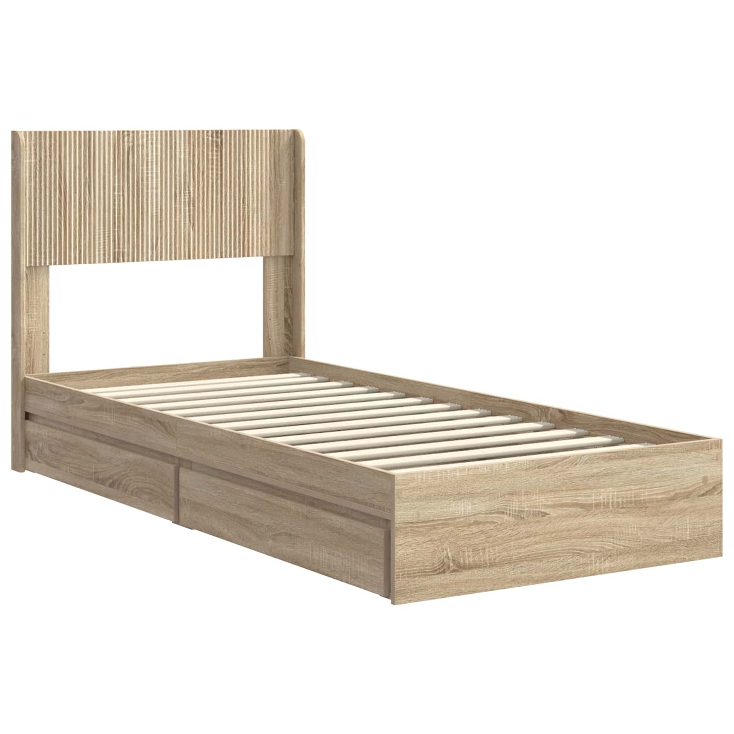 Bed Frame with Storage and Headboard Sonoma Oak 90 x 200 cm