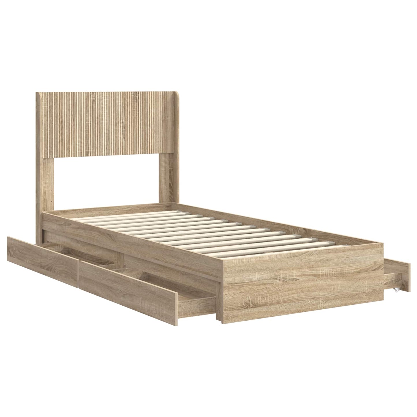 Bed Frame with Storage and Headboard Sonoma Oak 90 x 200 cm