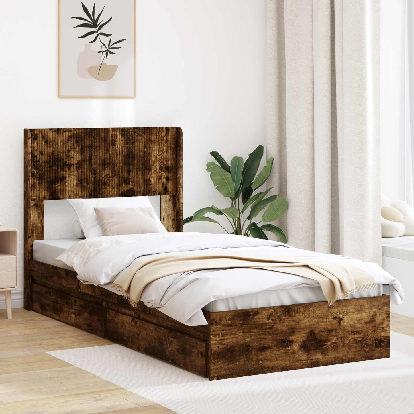 Bed Frame with Storage and Headboard 3 pcs Engineered Wood
