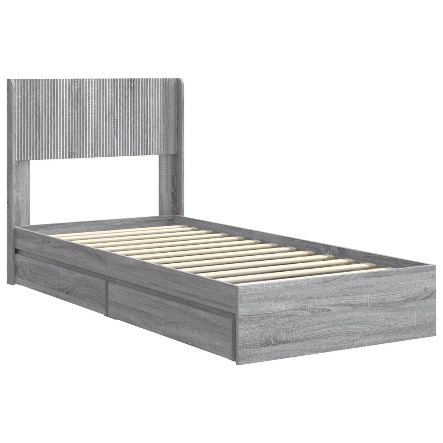 Bed Frame with Storage and Headboard Grey Sonoma 90 x 200 cm