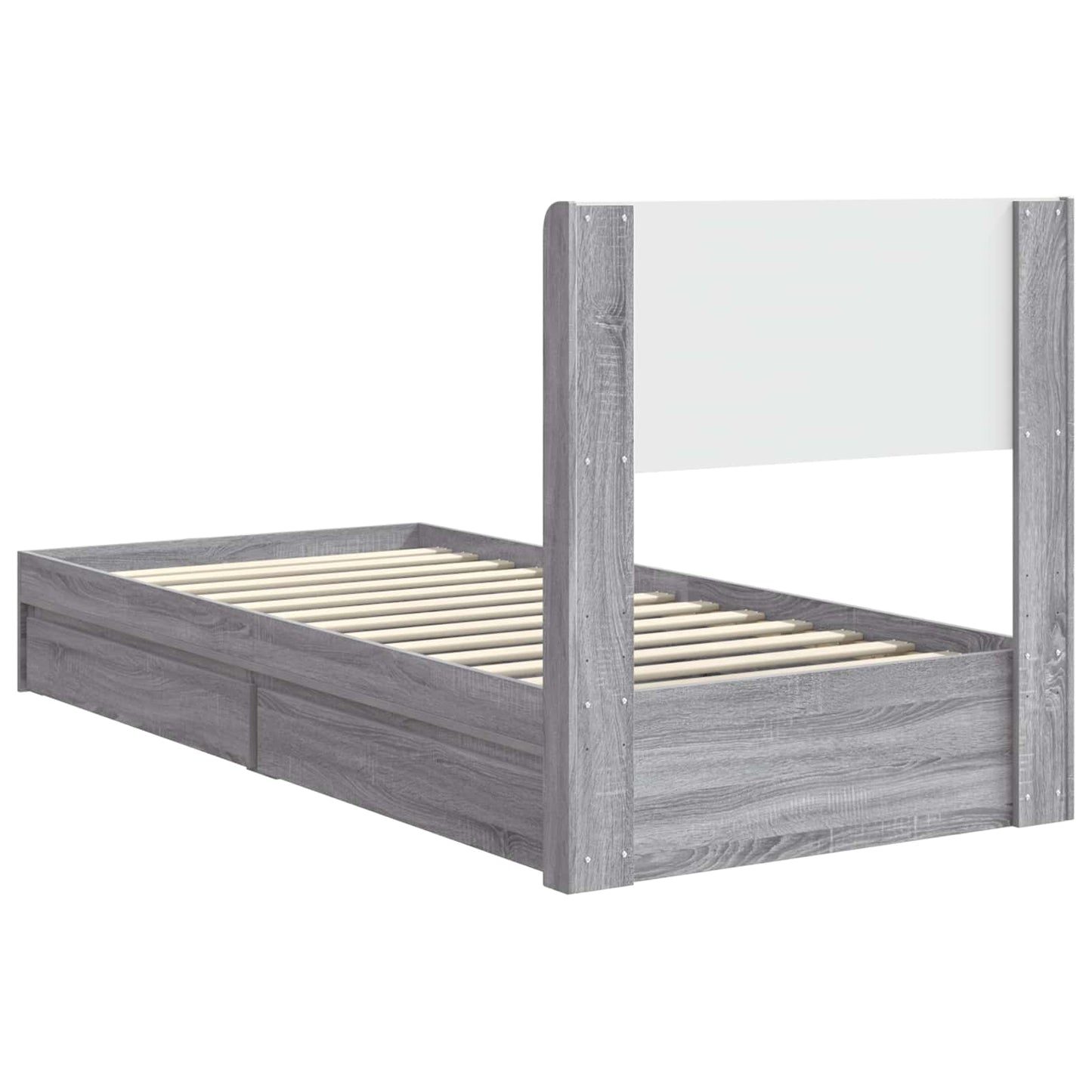 Bed Frame with Storage and Headboard Grey Sonoma 90 x 200 cm