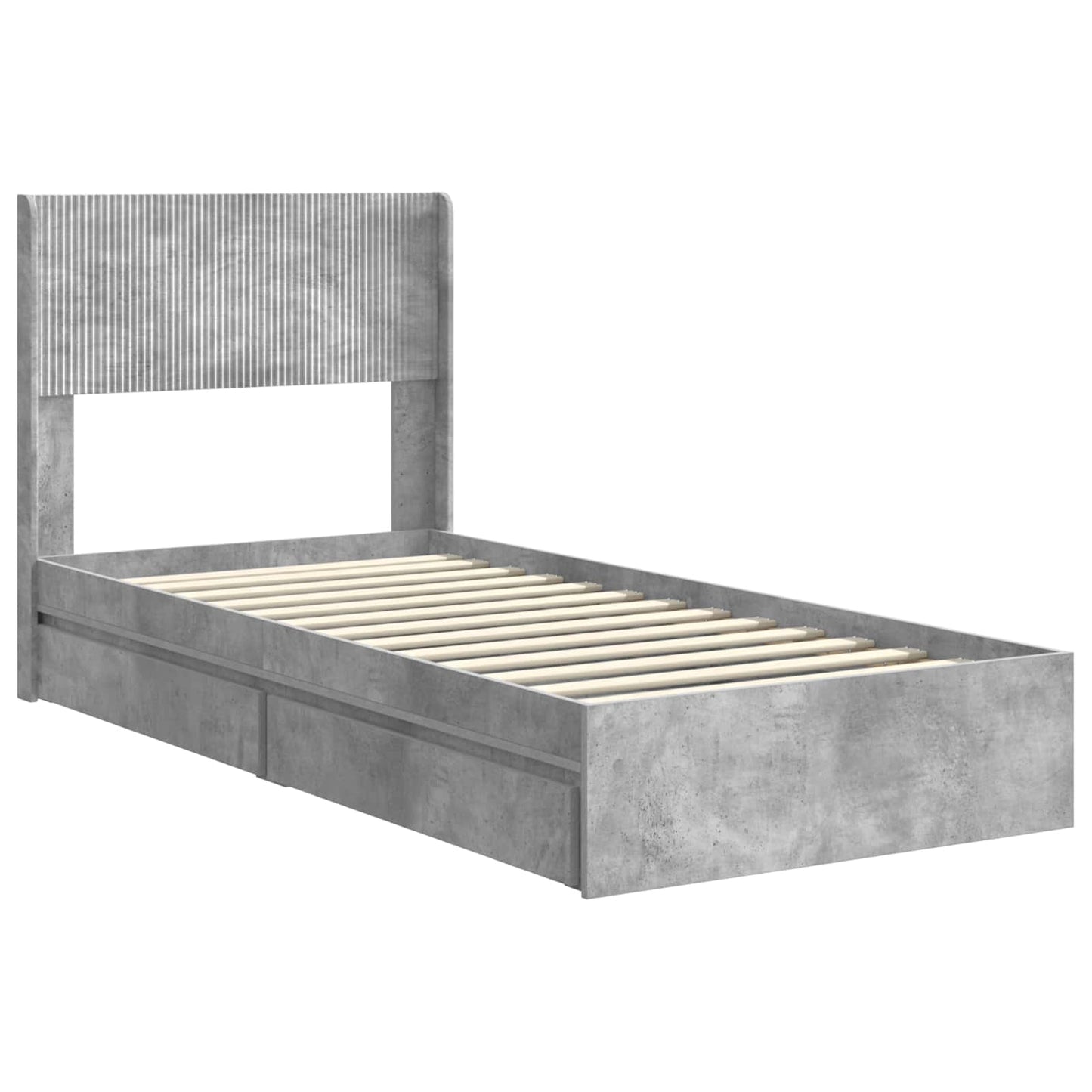 Bed Frame with Storage and Headboard Concrete Grey 90 x 190 cm
