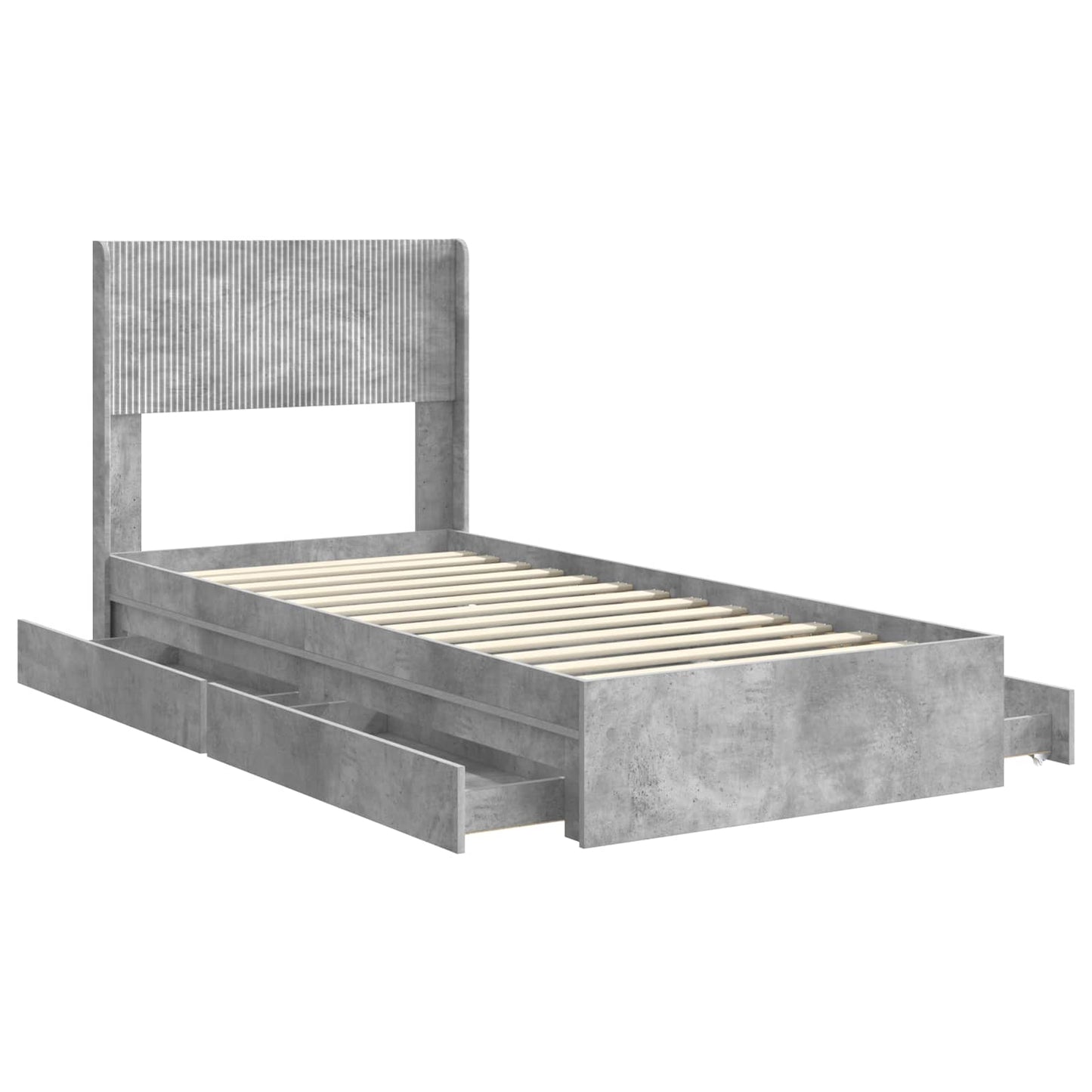 Bed Frame with Storage and Headboard Concrete Grey 90 x 190 cm