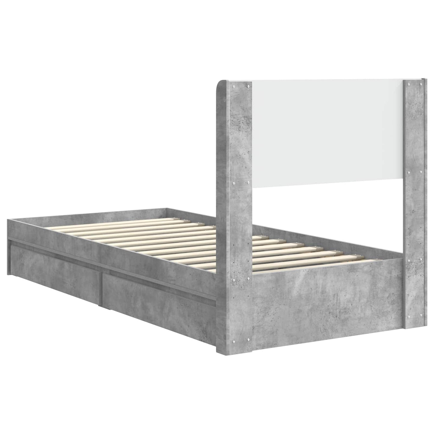 Bed Frame with Storage and Headboard Concrete Grey 90 x 190 cm