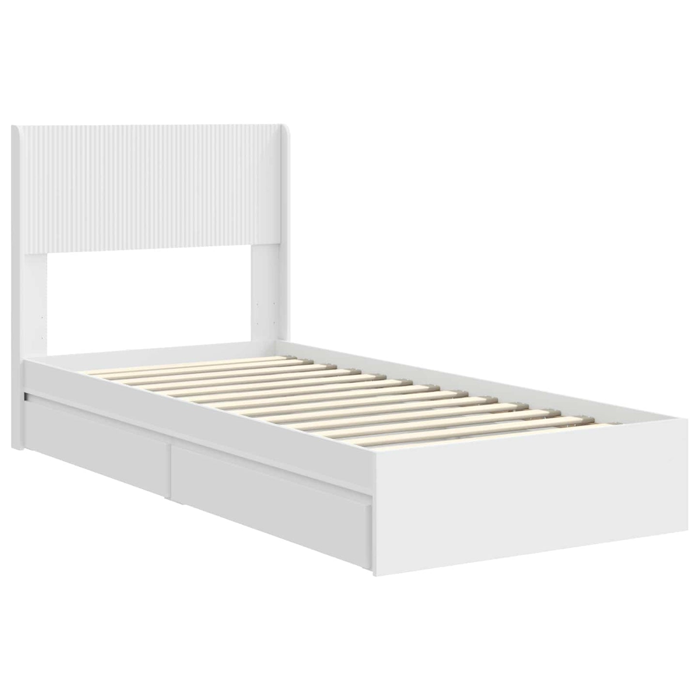 Bed Frame with Storage and Headboard White 75 x 190 cm