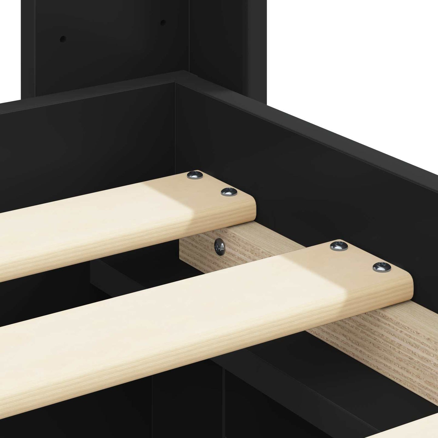 Bed Frame with Storage and Headboard Black 75 x 190 cm