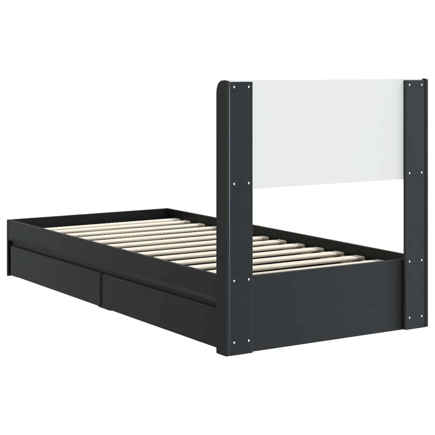 Bed Frame with Storage and Headboard Black 75 x 190 cm
