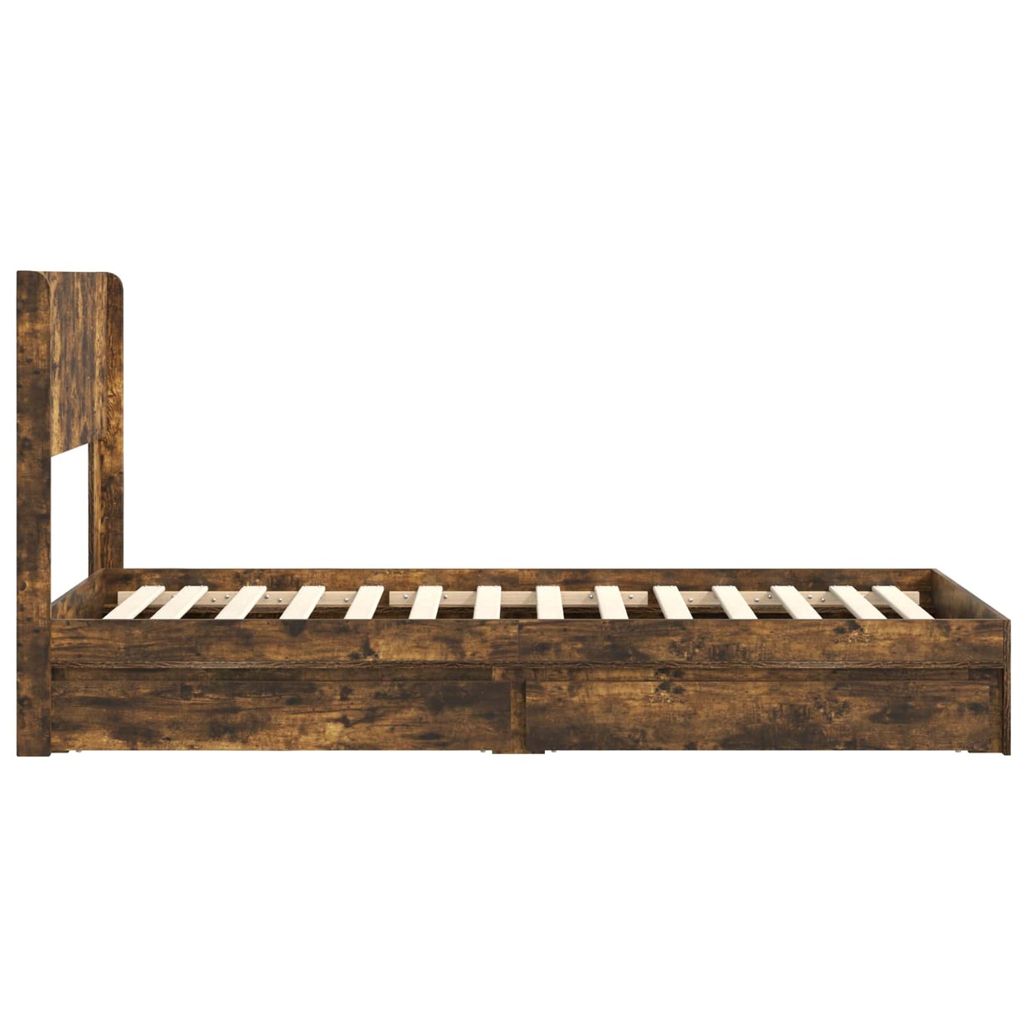 Bed Frame with Storage and Headboard Smoked Oak 75 x 190 cm