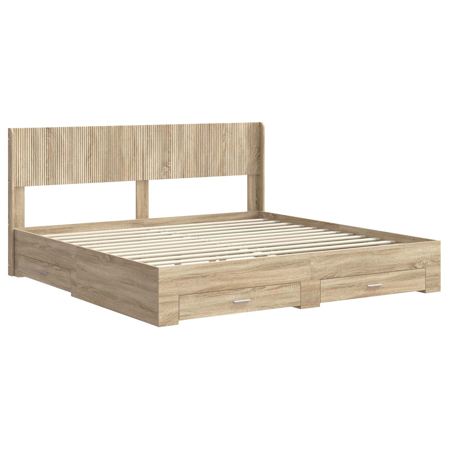 Bed Frame with Storage and Headboard Sonoma Oak Engineered Wood