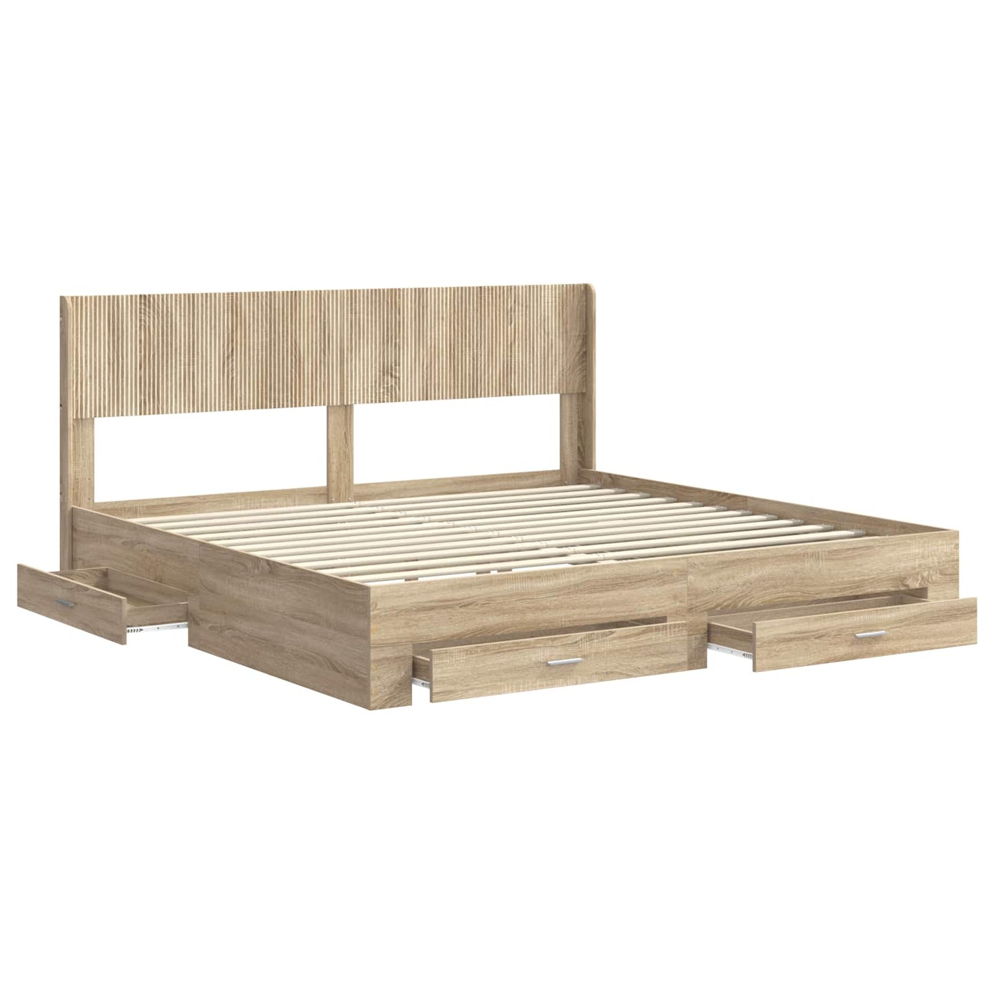 Bed Frame with Storage and Headboard Sonoma Oak Engineered Wood