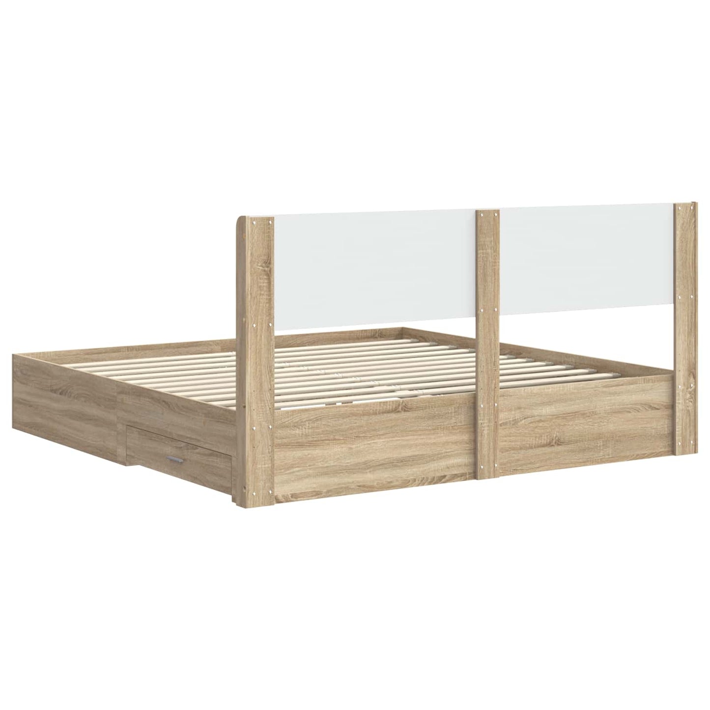 Bed Frame with Storage and Headboard Sonoma Oak Engineered Wood