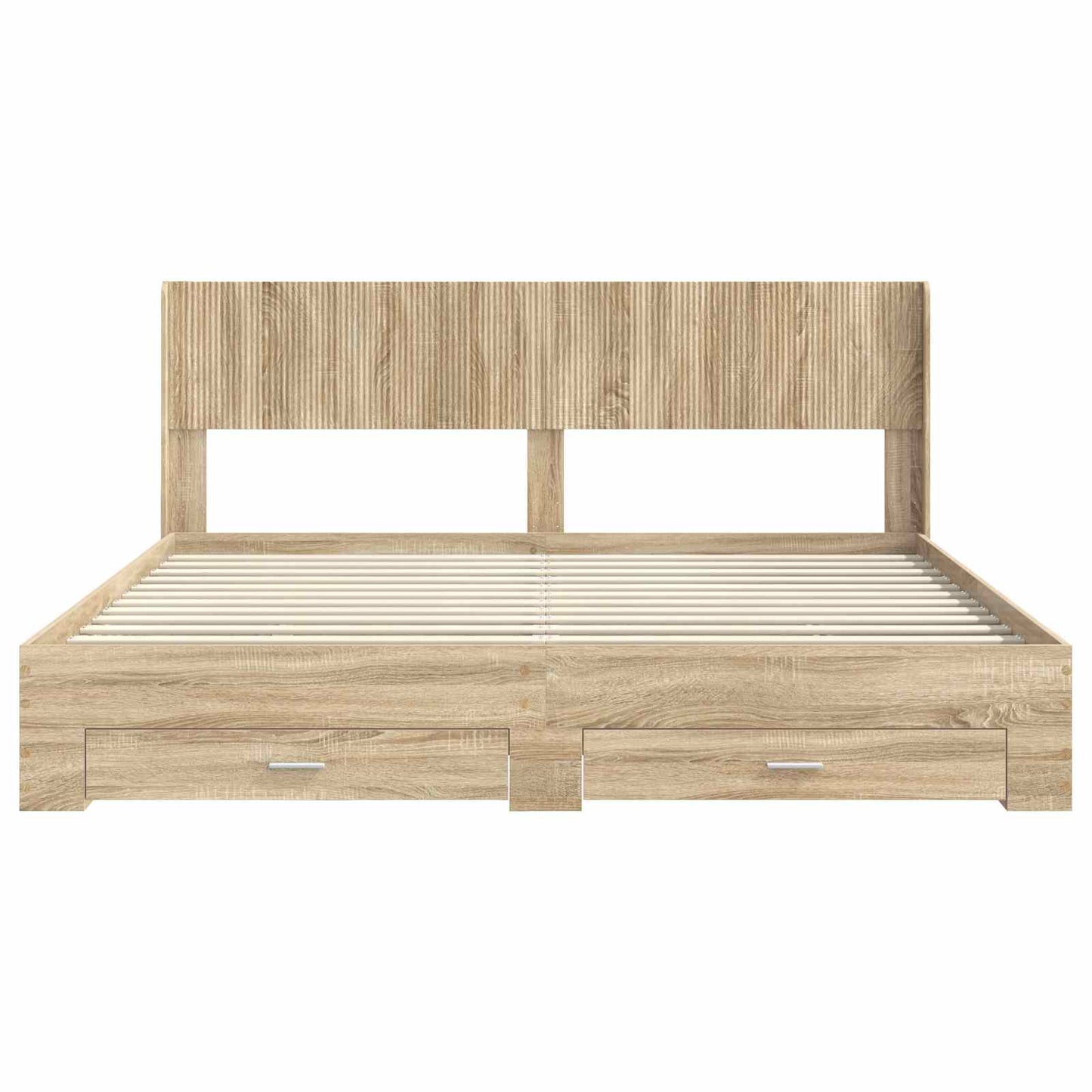 Bed Frame with Storage and Headboard Sonoma Oak Engineered Wood