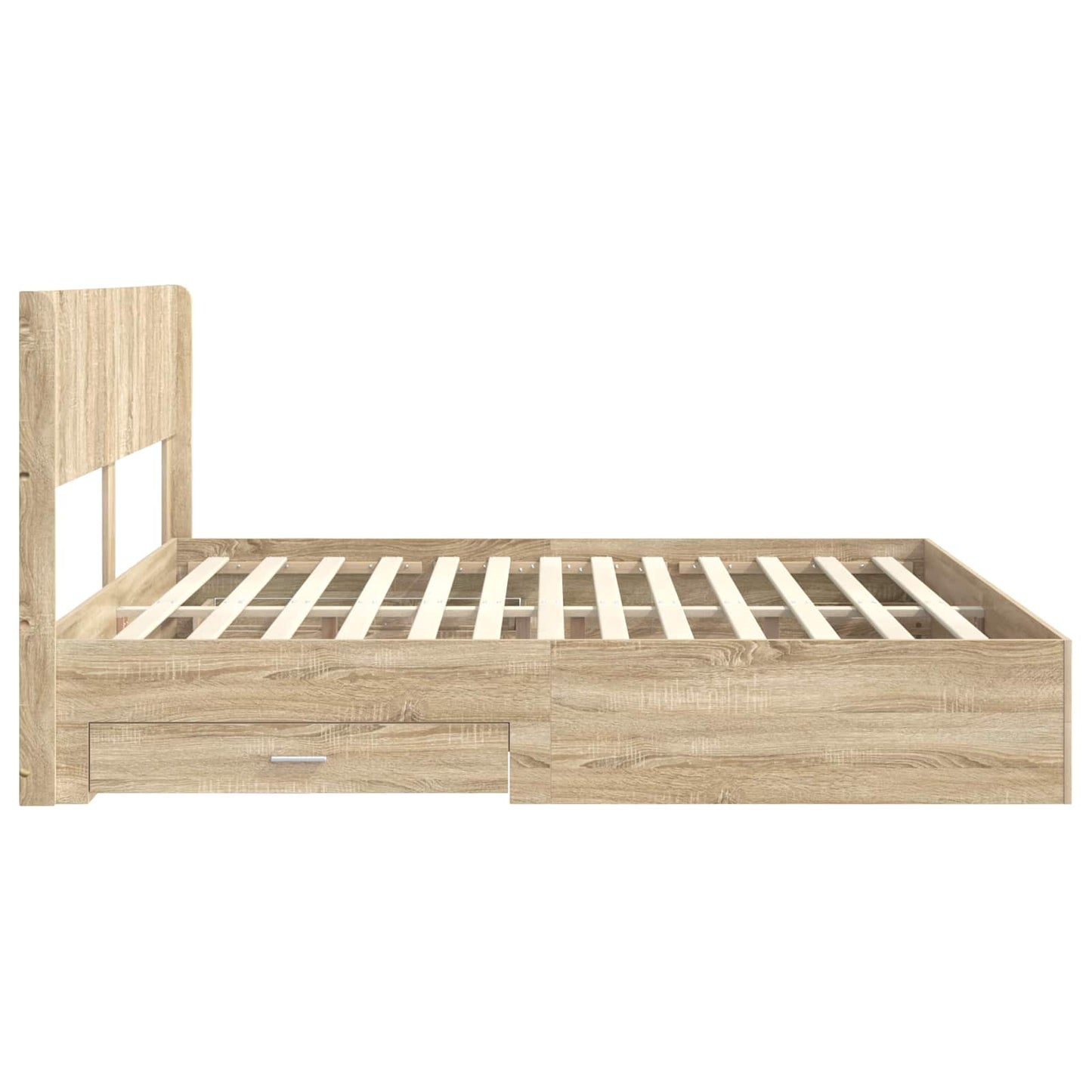 Bed Frame with Storage and Headboard Sonoma Oak Engineered Wood