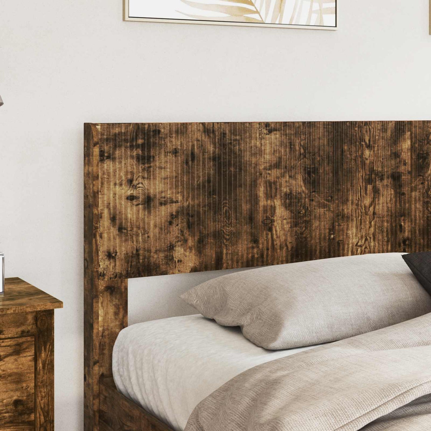 Bed Frame with Storage and Headboard Smoked Oak Engineered Wood