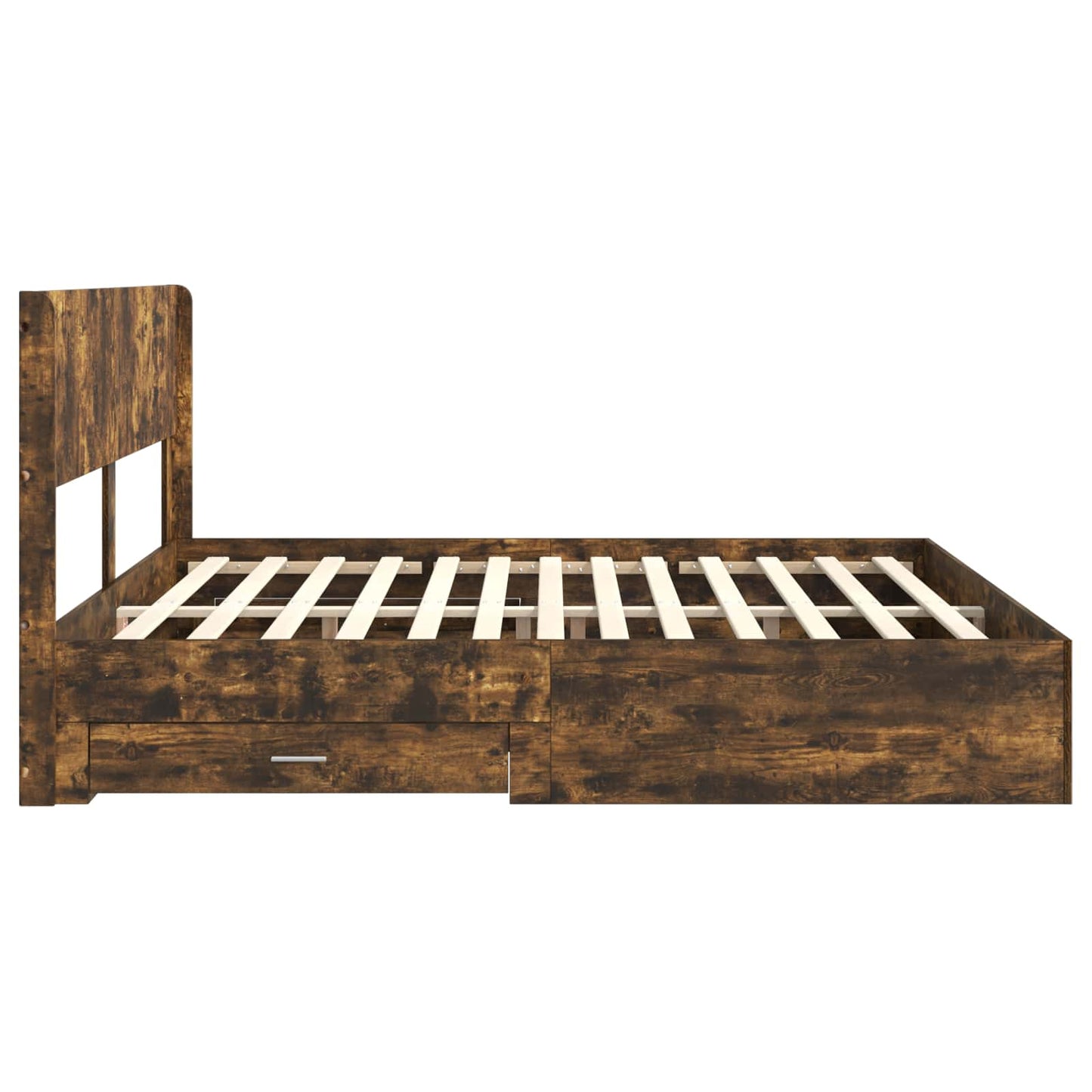 Bed Frame with Storage and Headboard Smoked Oak Engineered Wood