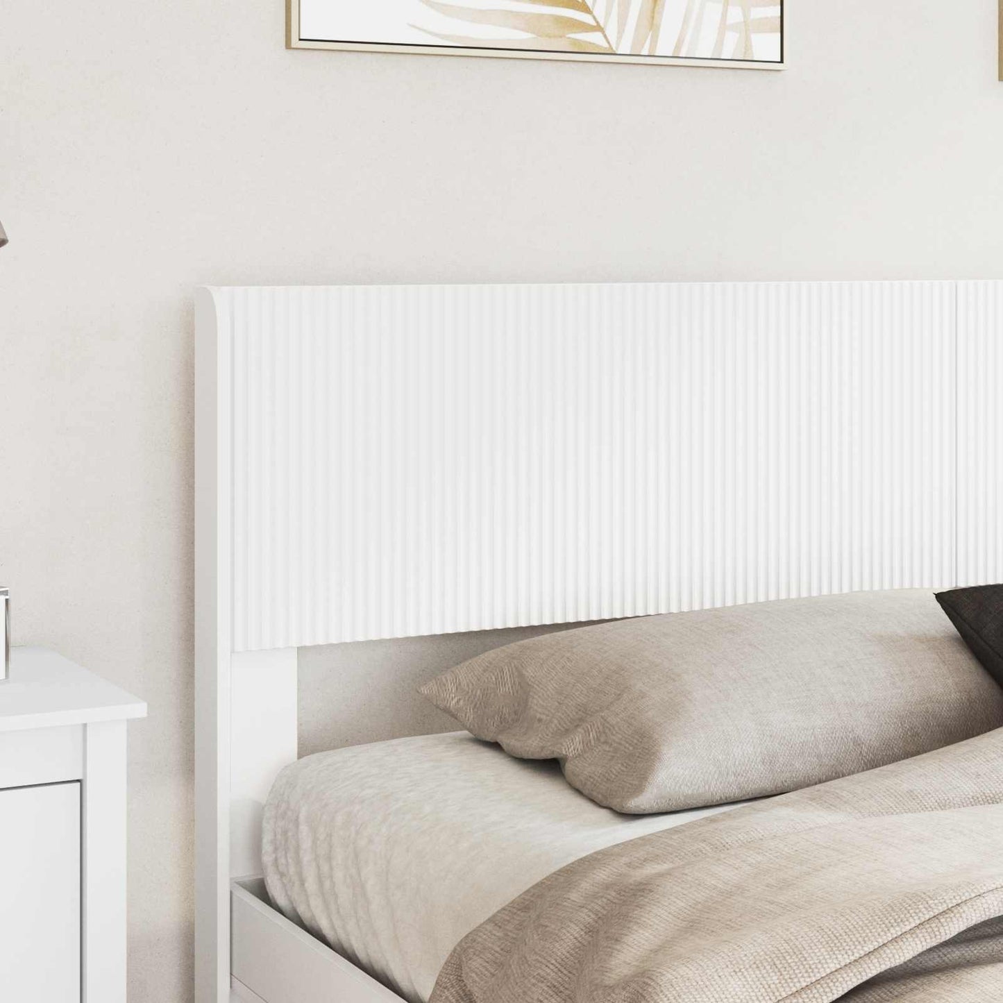Bed Frame with Storage and Headboard White Engineered Wood