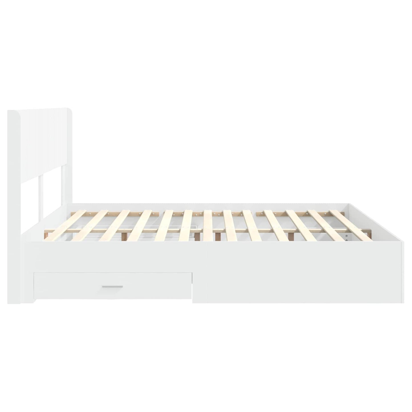 Bed Frame with Storage and Headboard White Engineered Wood