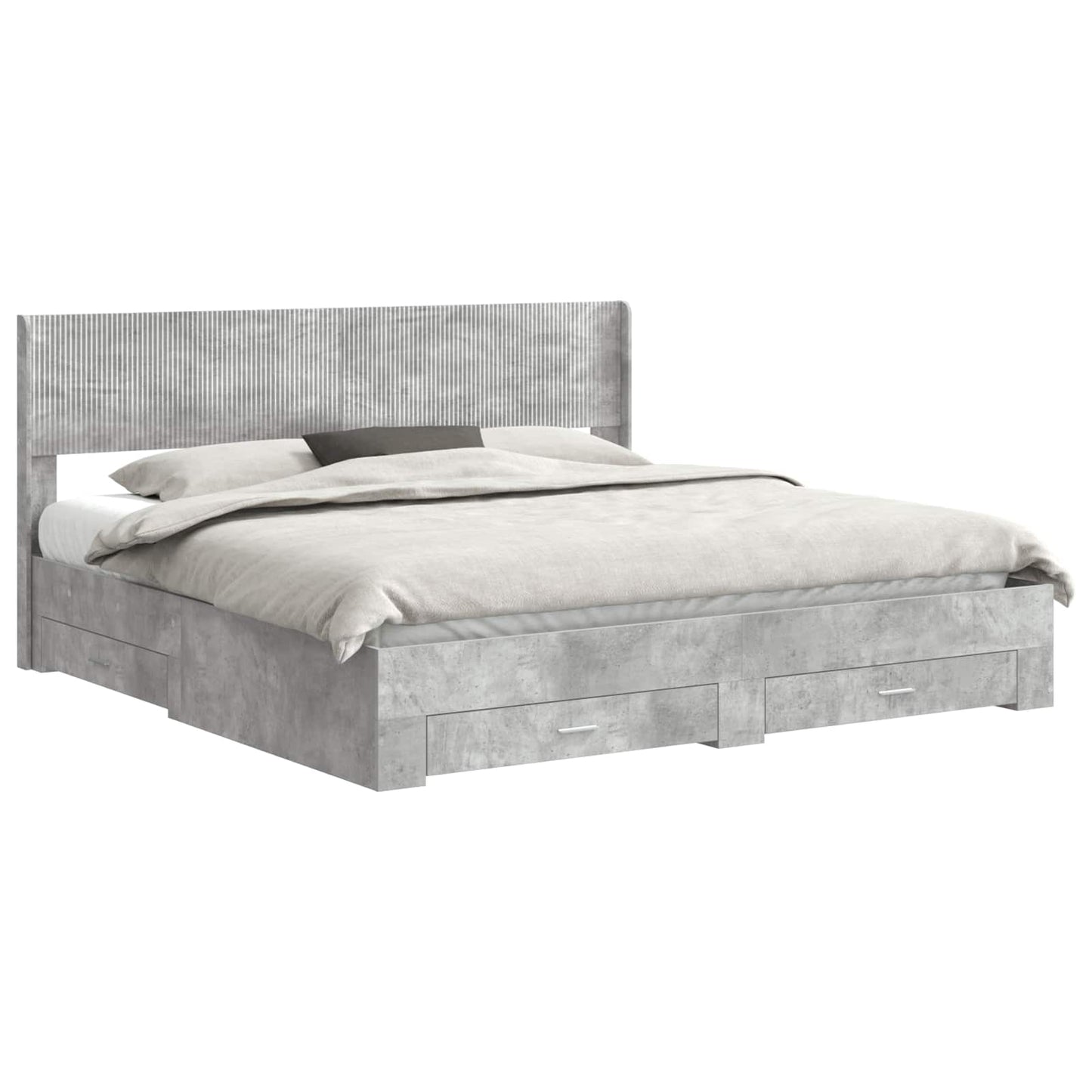 Bed Frame with Storage and Headboard Concrete Grey 180 x 200 cm