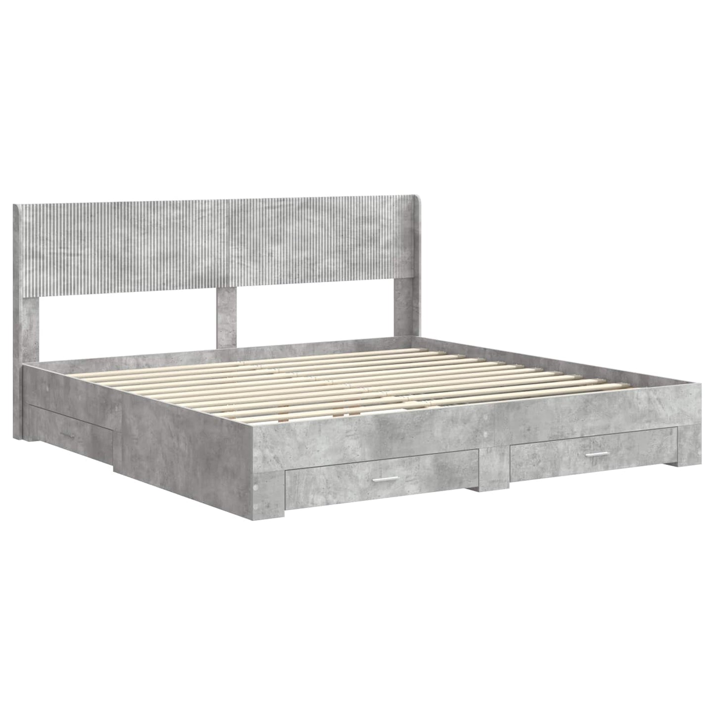 Bed Frame with Storage and Headboard Concrete Grey 180 x 200 cm