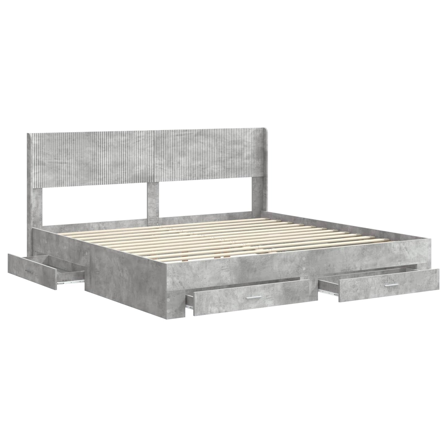 Bed Frame with Storage and Headboard Concrete Grey 180 x 200 cm