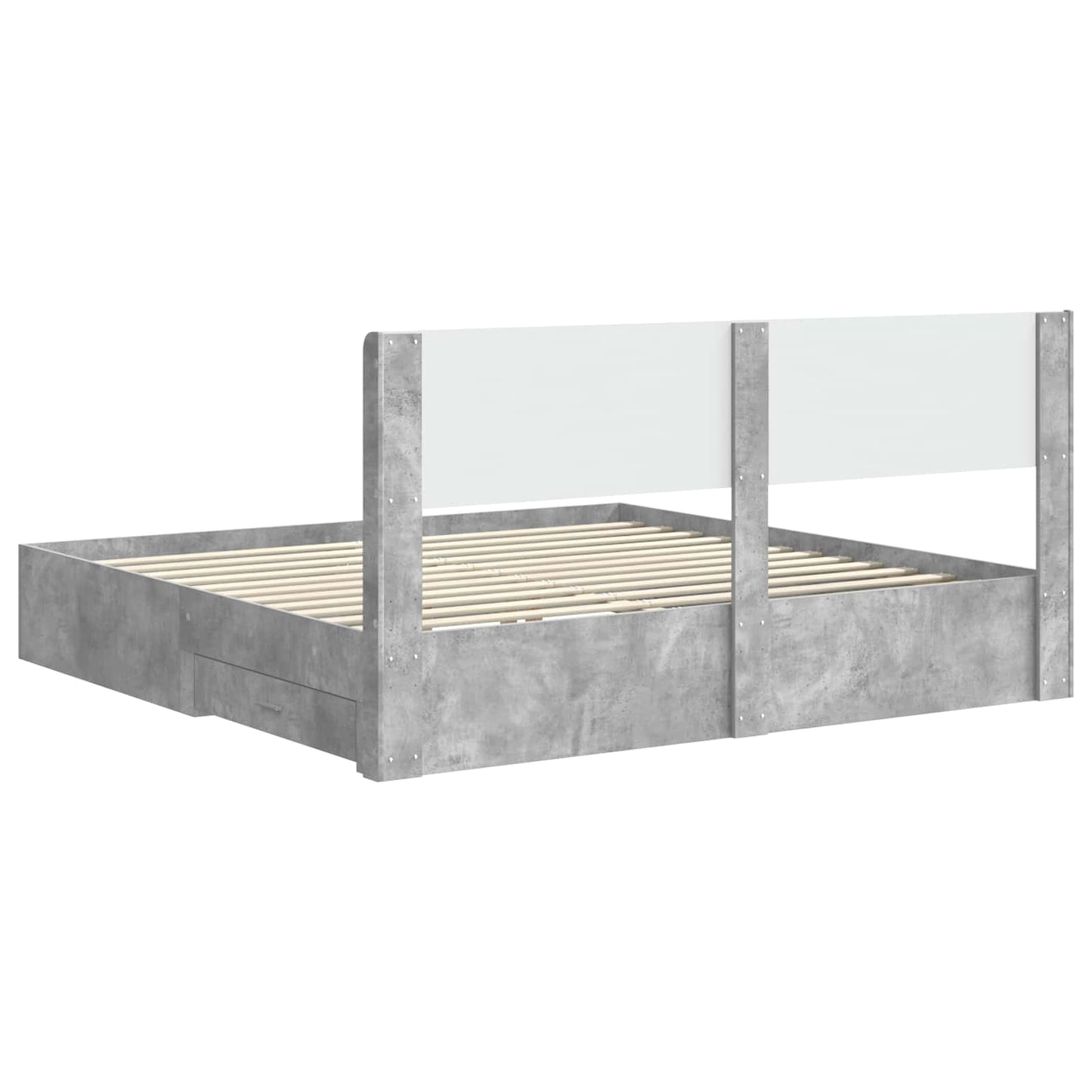 Bed Frame with Storage and Headboard Concrete Grey 180 x 200 cm
