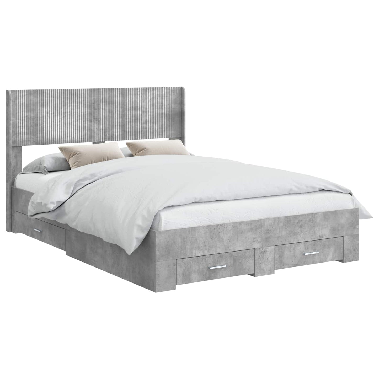 Bed Frame with Storage and Headboard Concrete Grey