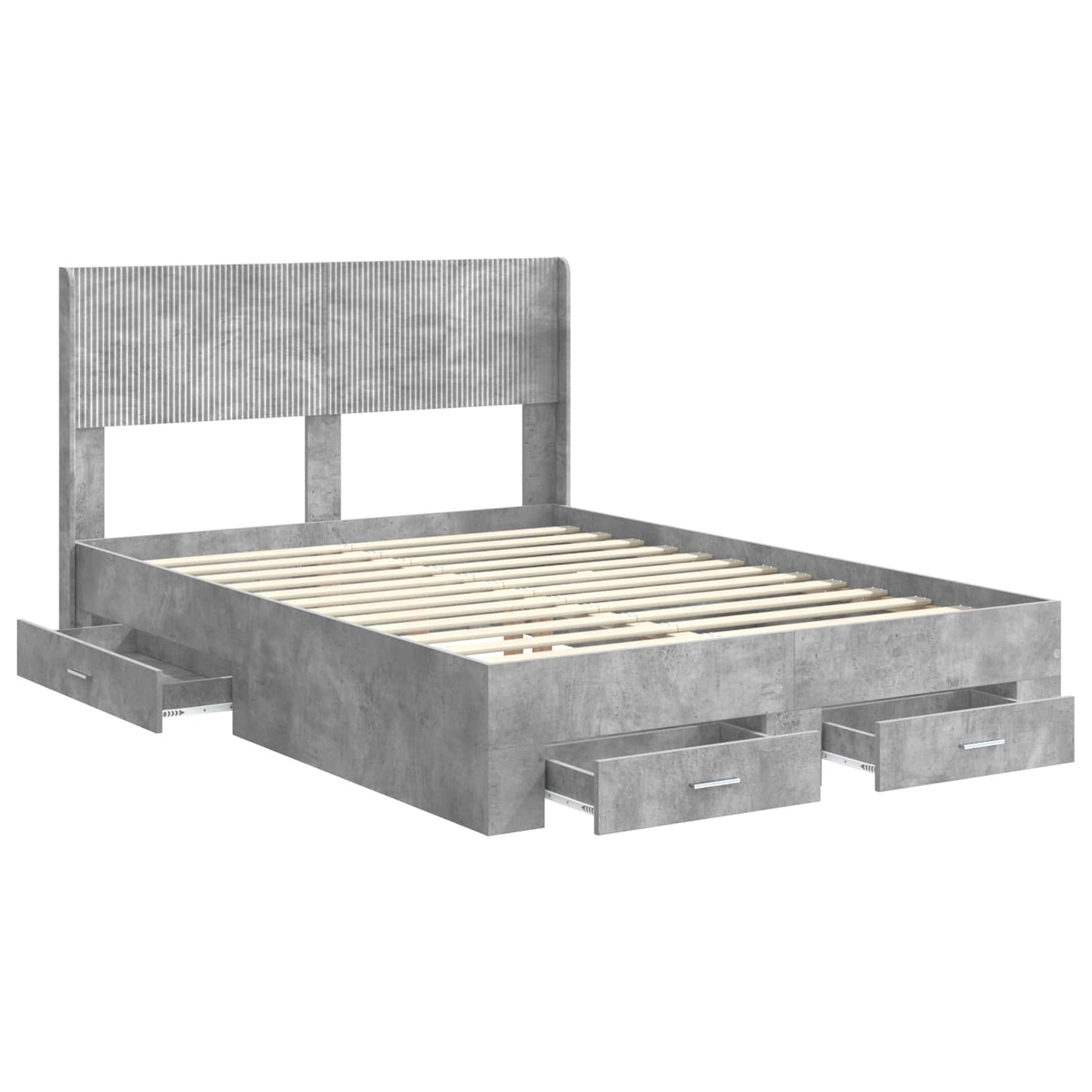 Bed Frame with Storage and Headboard Concrete Grey