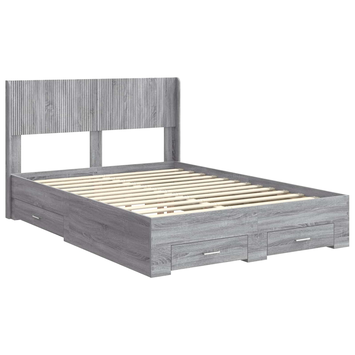 Bed Frame with Storage and Headboard Grey Sonoma