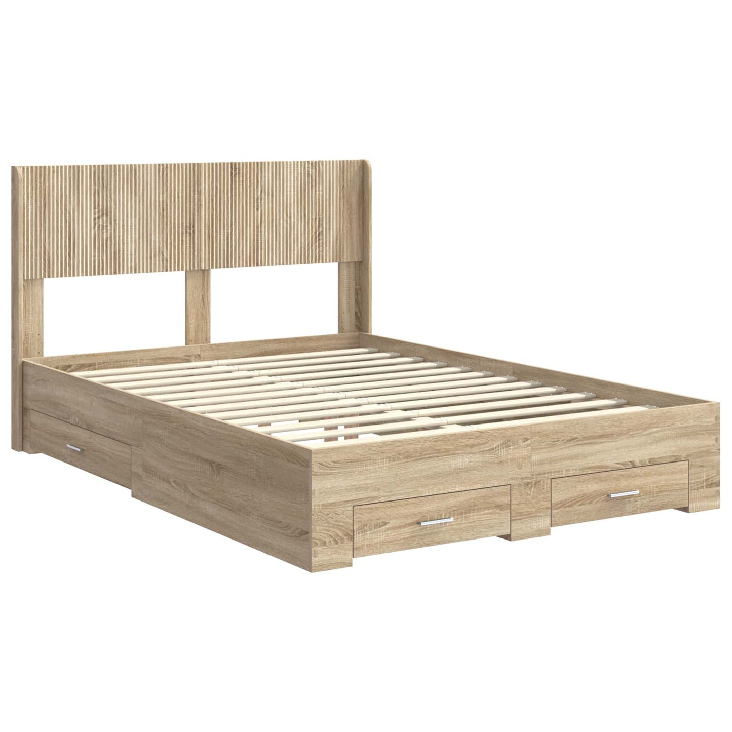 Bed Frame with Storage and Headboard Sonoma Oak 150 x 200 cm