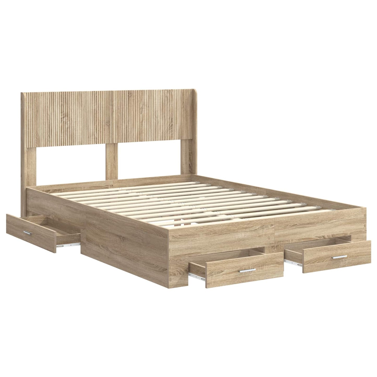 Bed Frame with Storage and Headboard Sonoma Oak 150 x 200 cm