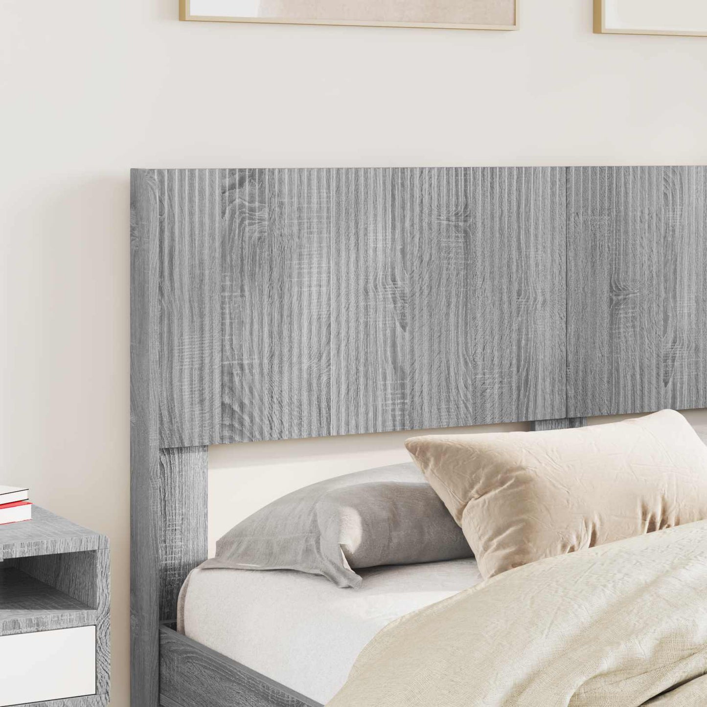 Bed Frame with Storage and Headboard Grey Sonoma 140 x 200 cm