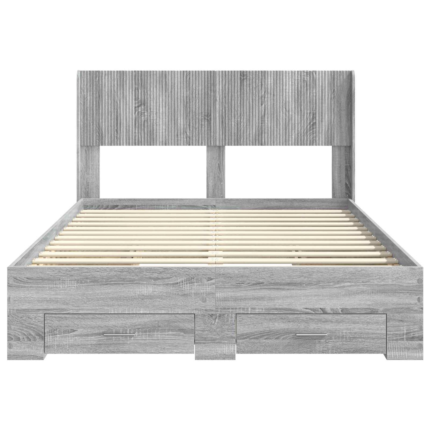 Bed Frame with Storage and Headboard Grey Sonoma 140 x 200 cm