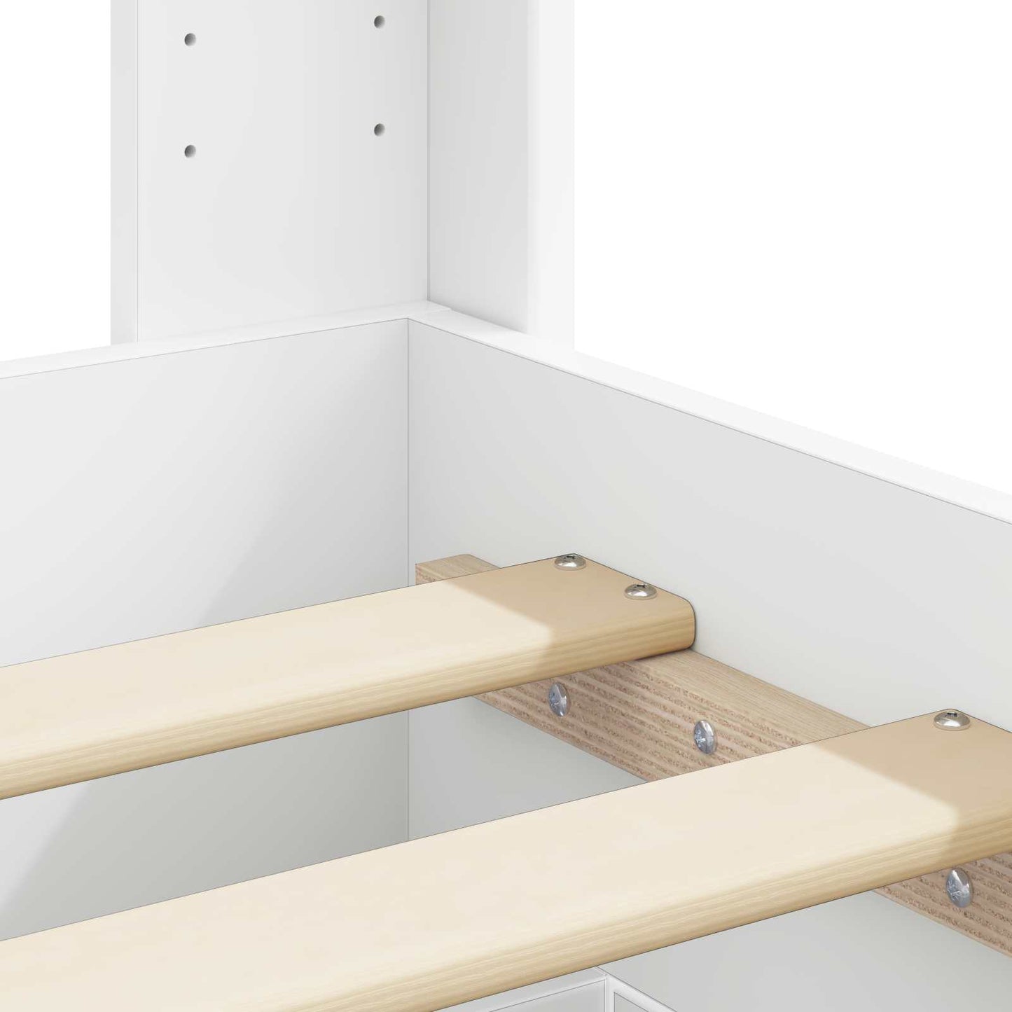 Bed Frame with Storage and Headboard White Engineered Wood