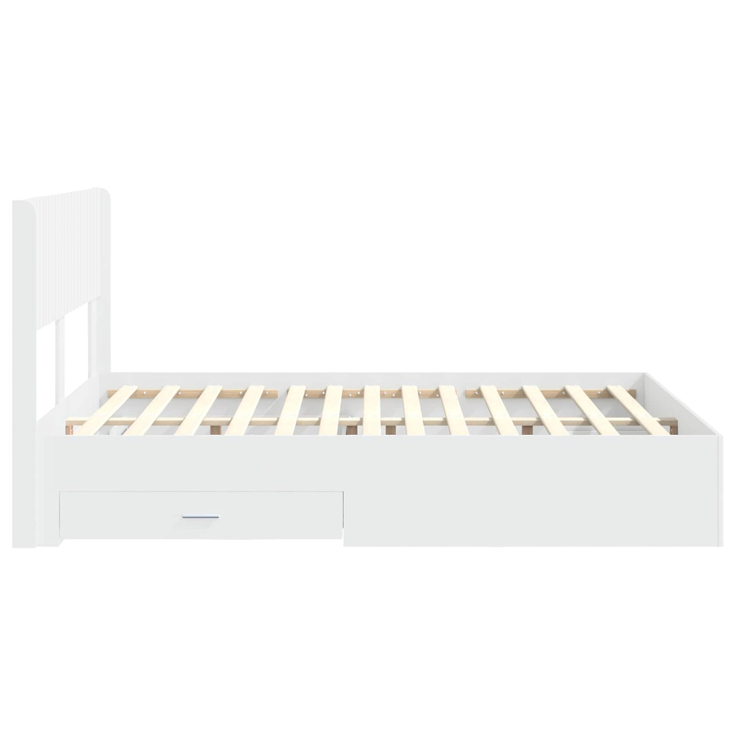 Bed Frame with Storage and Headboard White Engineered Wood