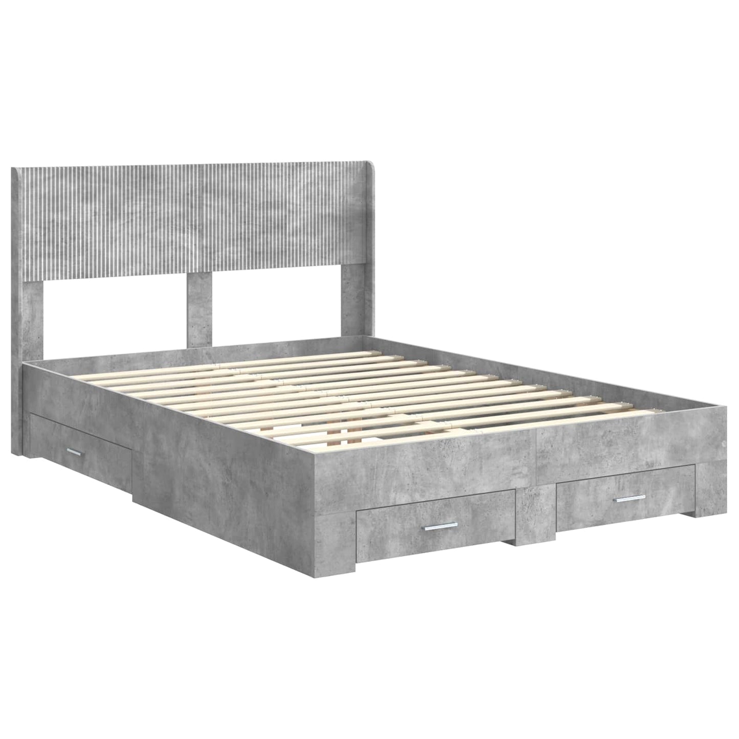 Bed Frame with Storage and Headboard Concrete Grey 140 x 190 cm
