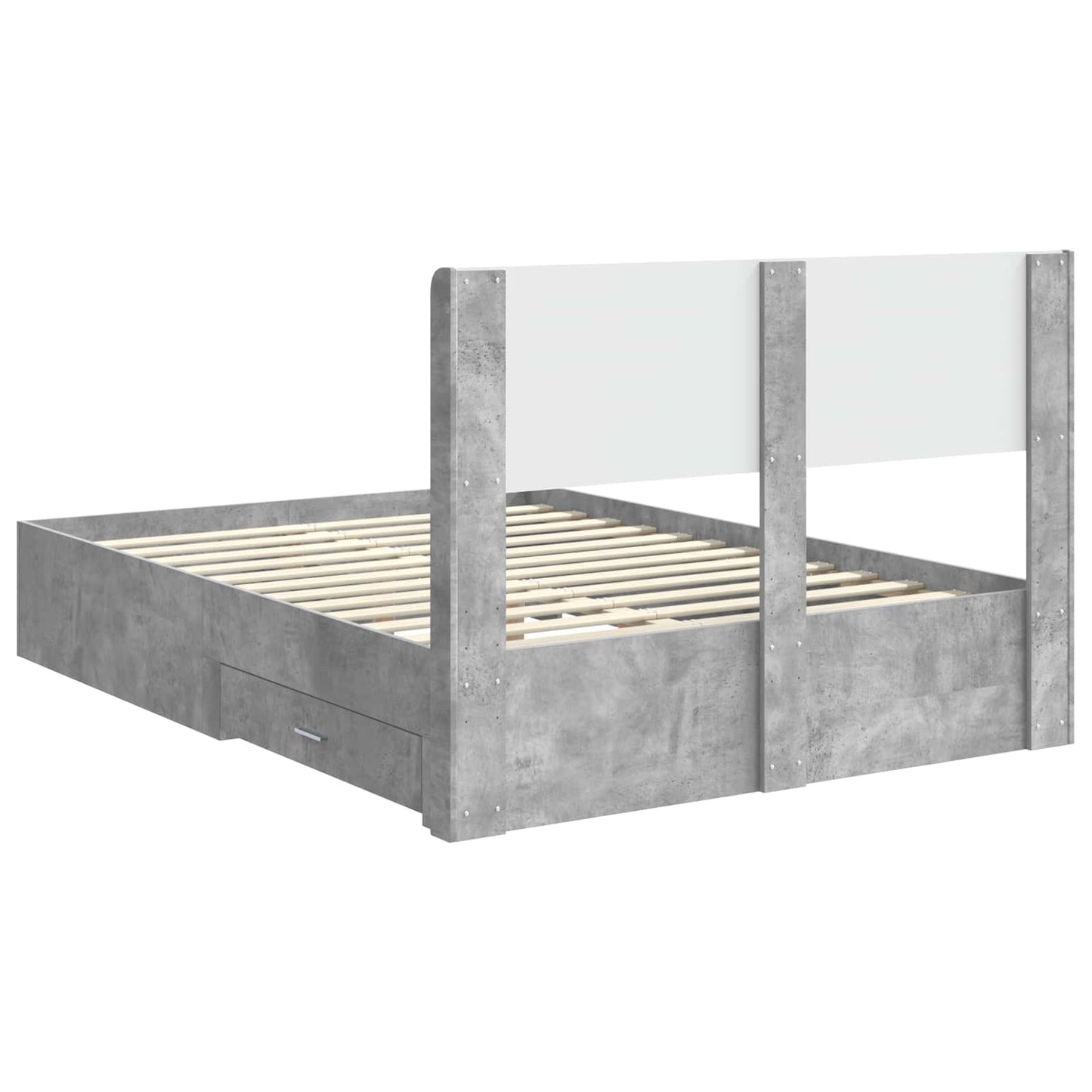 Bed Frame with Storage and Headboard Concrete Grey 140 x 190 cm