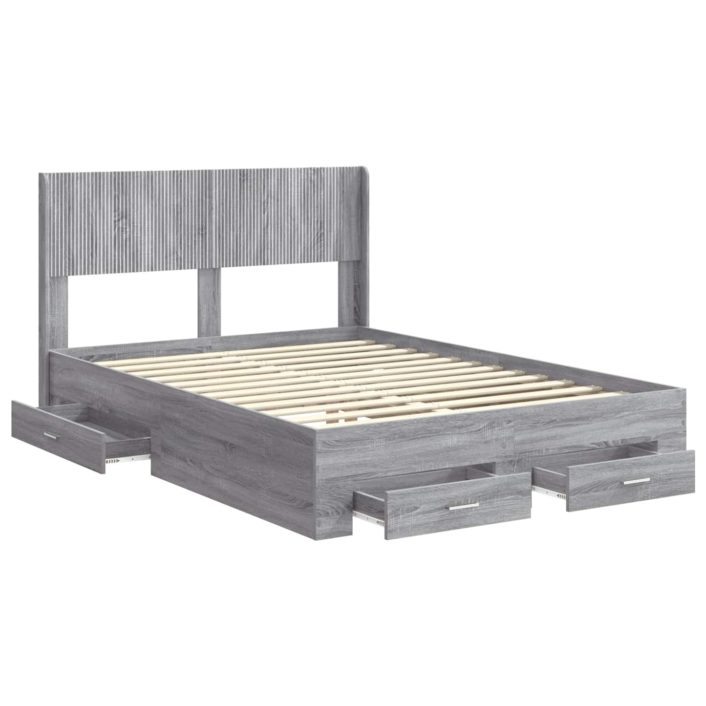 Bed Frame with Storage and Headboard Grey Sonoma 140 x 190 cm