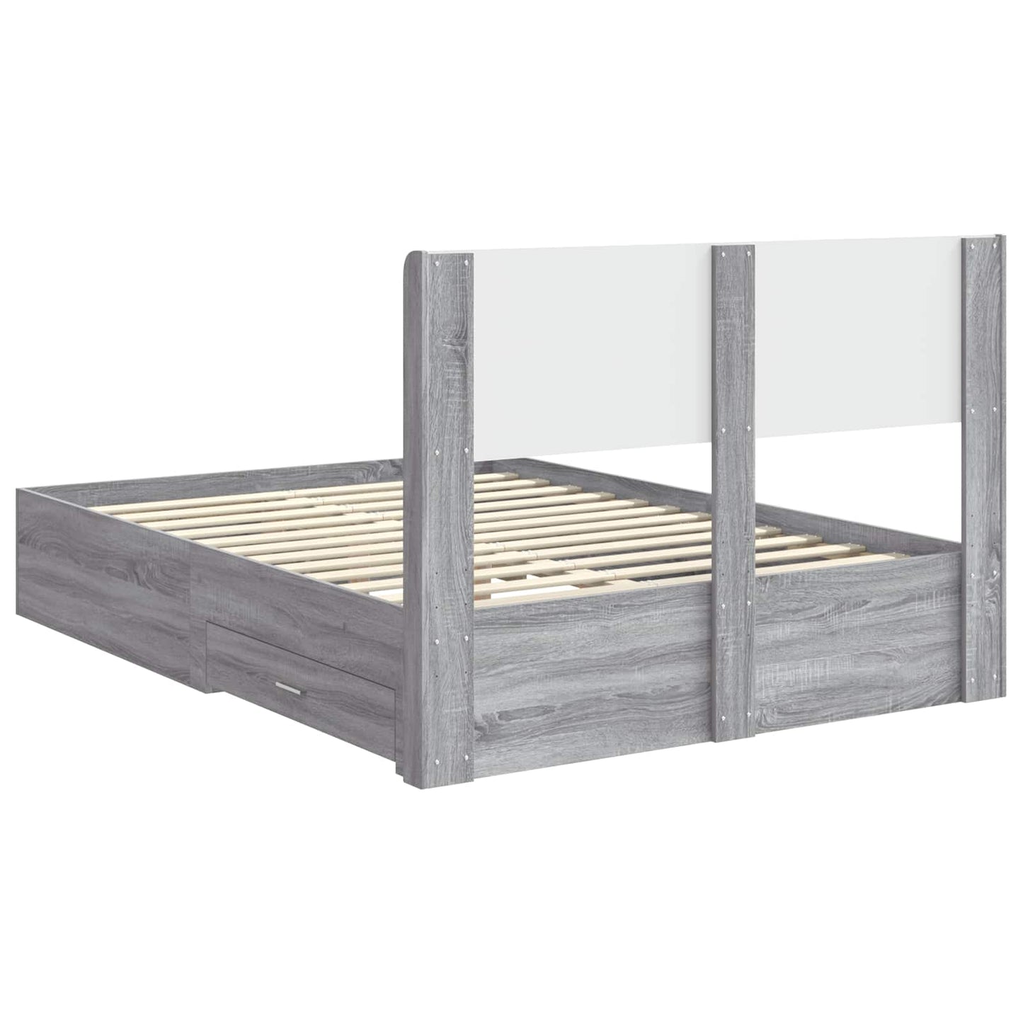 Bed Frame with Storage and Headboard Grey Sonoma 140 x 190 cm