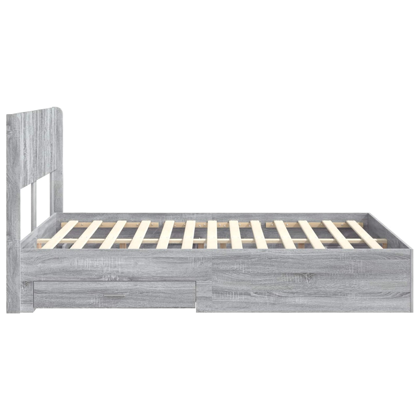 Bed Frame with Storage and Headboard Grey Sonoma 140 x 190 cm