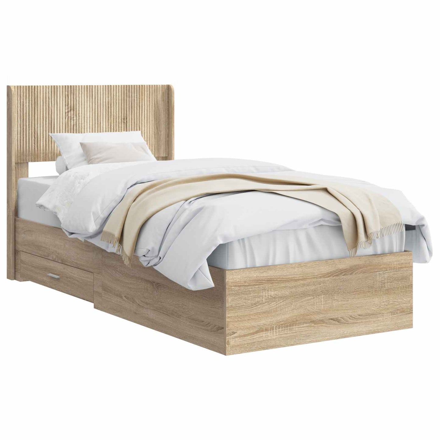 Bed Frame with Storage and Headboard Sonoma Oak 100 x 200 cm