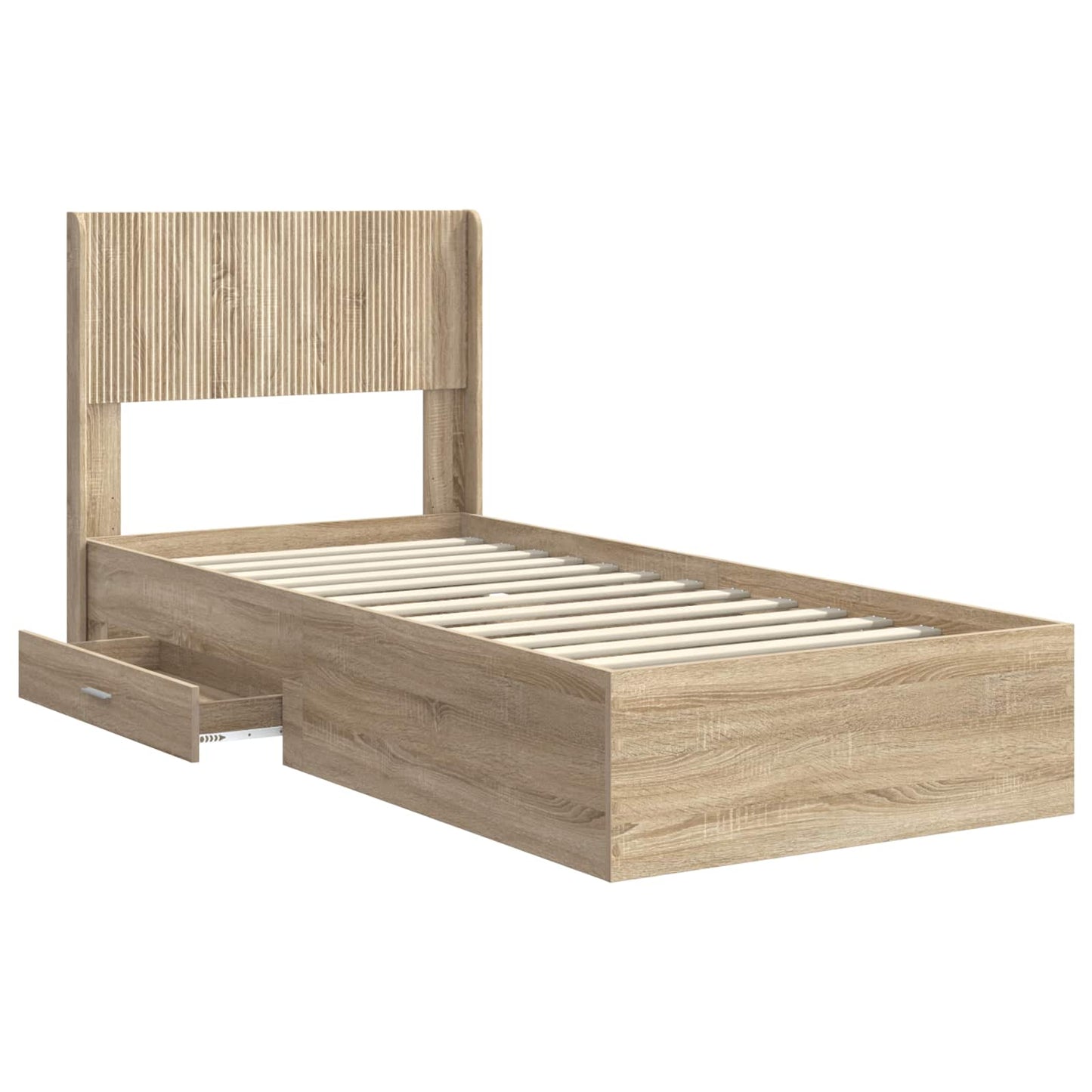 Bed Frame with Storage and Headboard Sonoma Oak 100 x 200 cm
