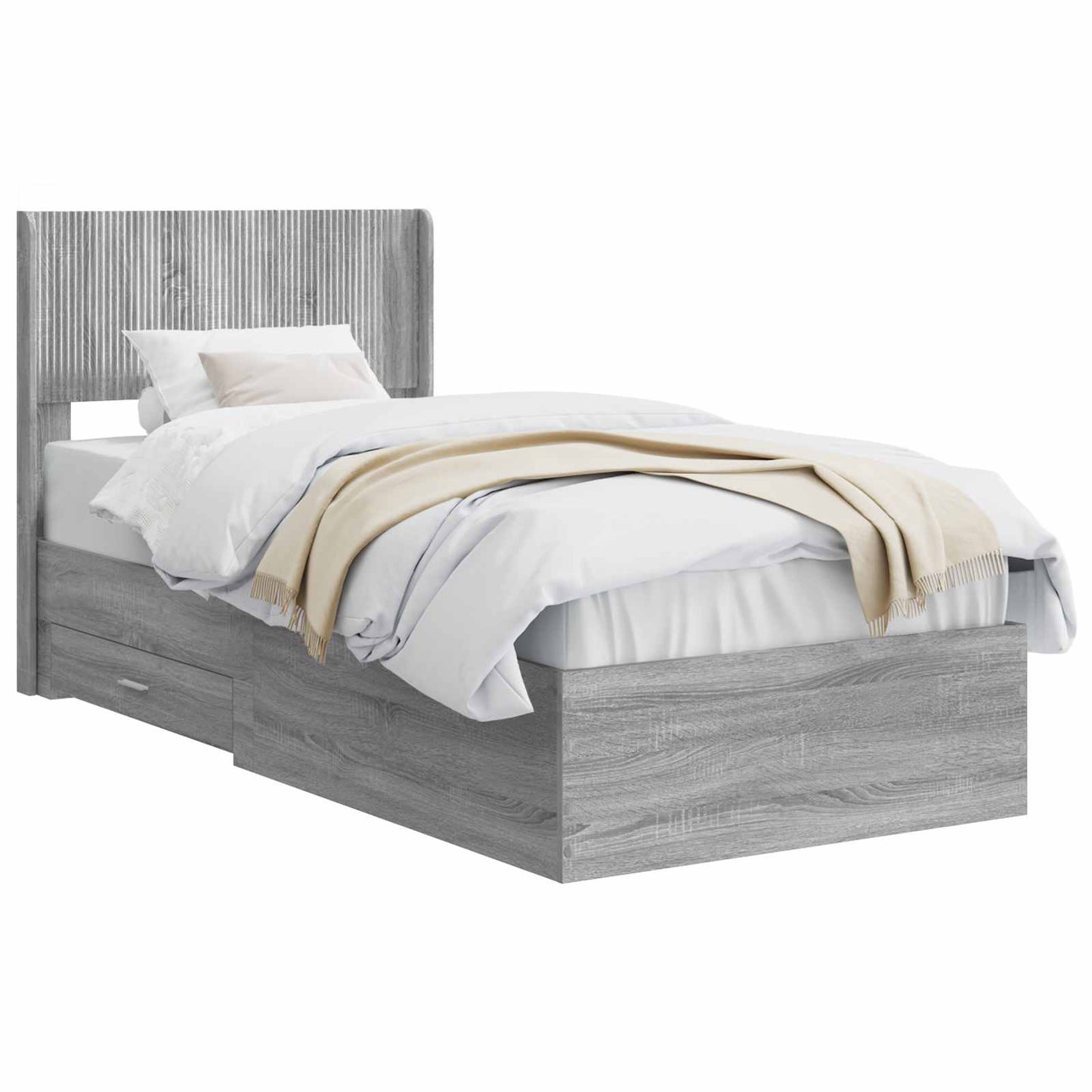 Bed Frame with Storage and Headboard Grey Sonoma 100 x 200 cm