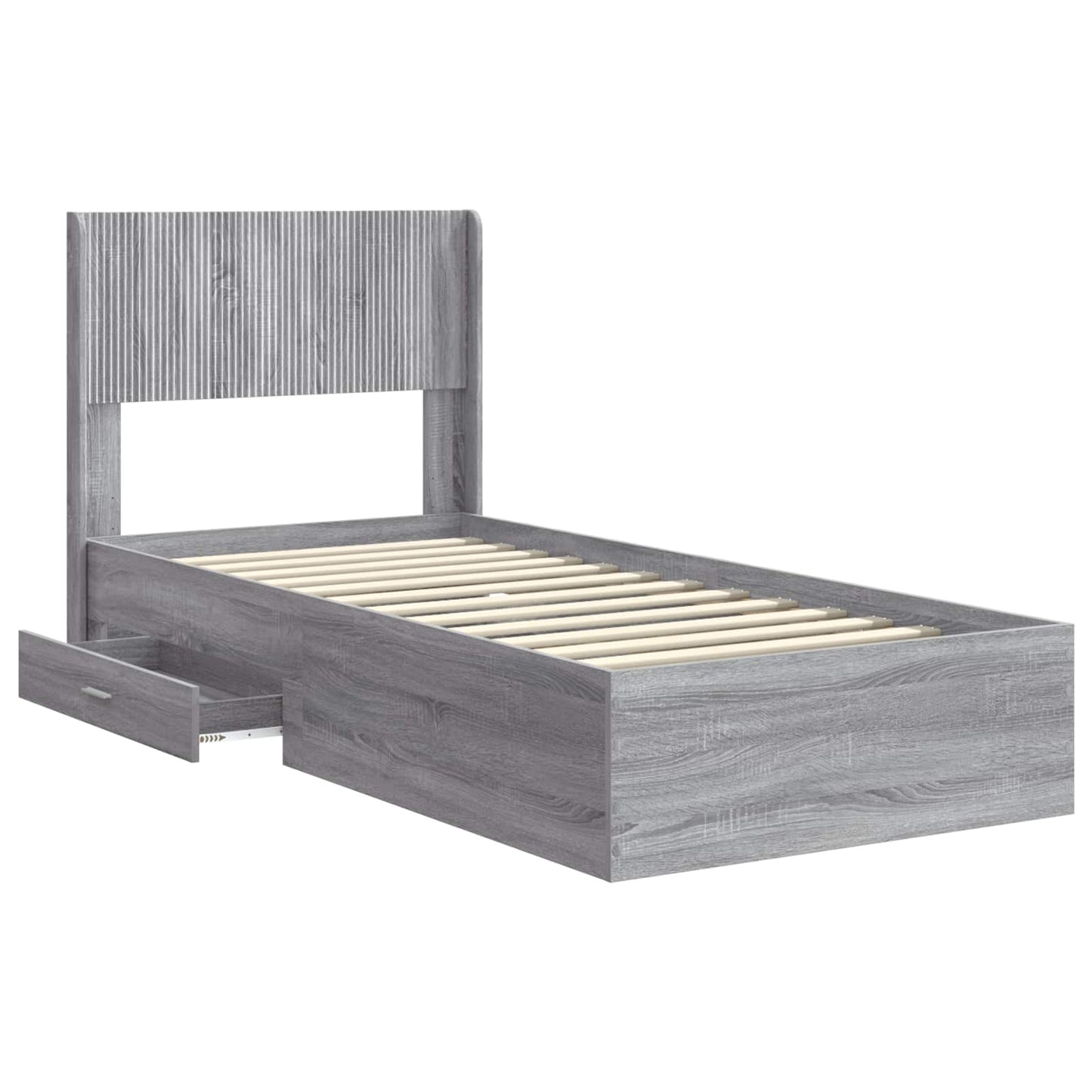 Bed Frame with Storage and Headboard Grey Sonoma 100 x 200 cm
